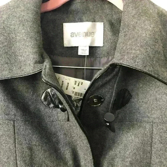 Avenue Long Dark Gray Peacoat Toggle Closure 14/16 - Picture 8 of 8